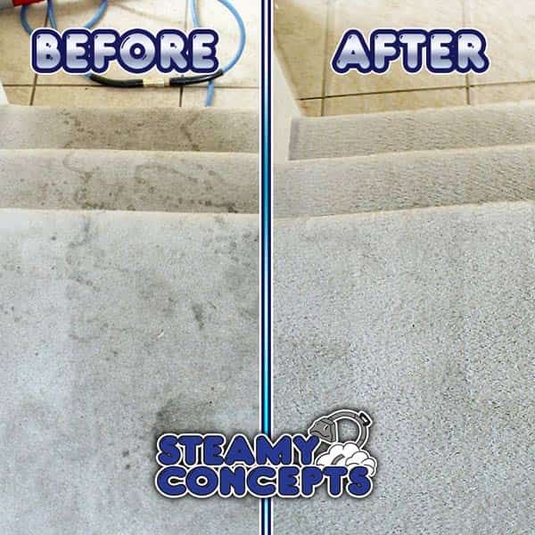Before and after carpet cleaning service