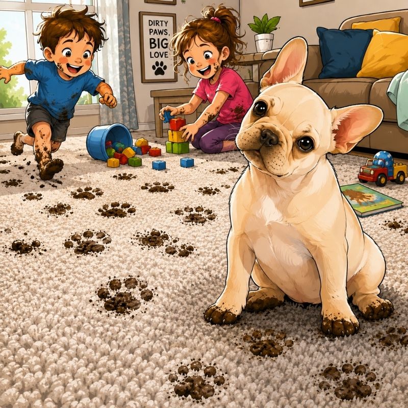 Happy adopted dog at home