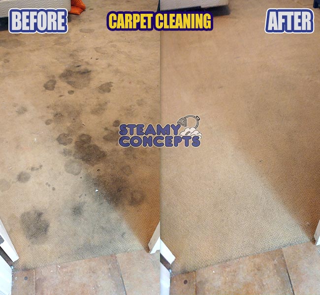 Actual Steamy Concepts carpet cleaning before and after result