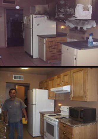 Before and after fire and smoke damage repair